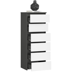 Comoda Akord CL6 40cm 6SZ (Graphite Grey/White) Thumb