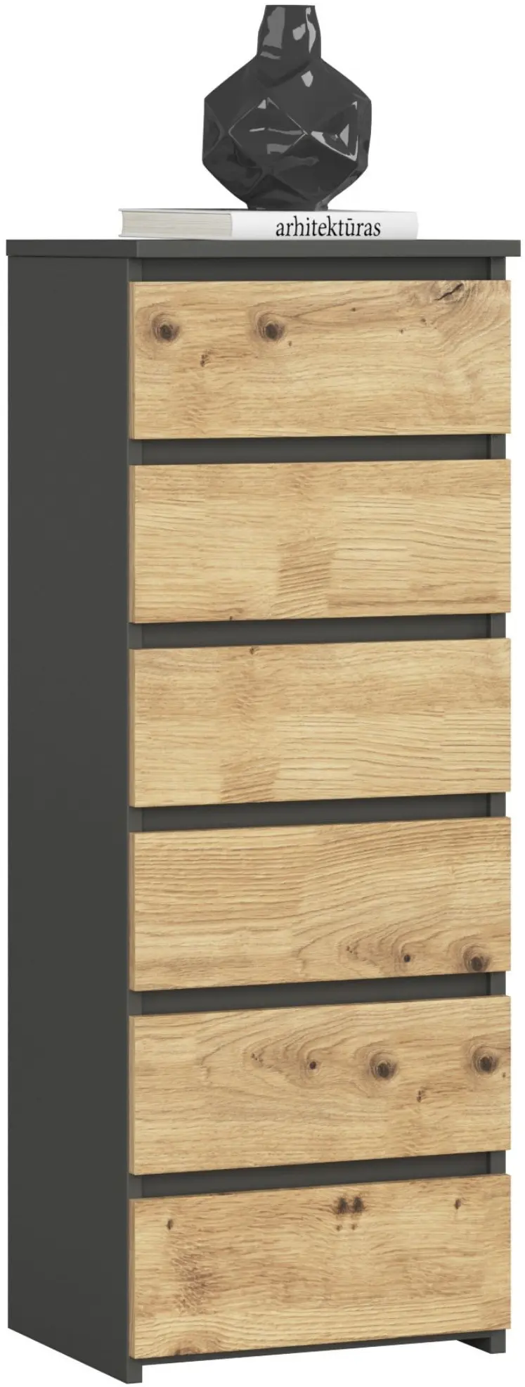 Комод Akord CL6 PK 40x109x35 (Graphite Grey/Artisan Oak) - 3