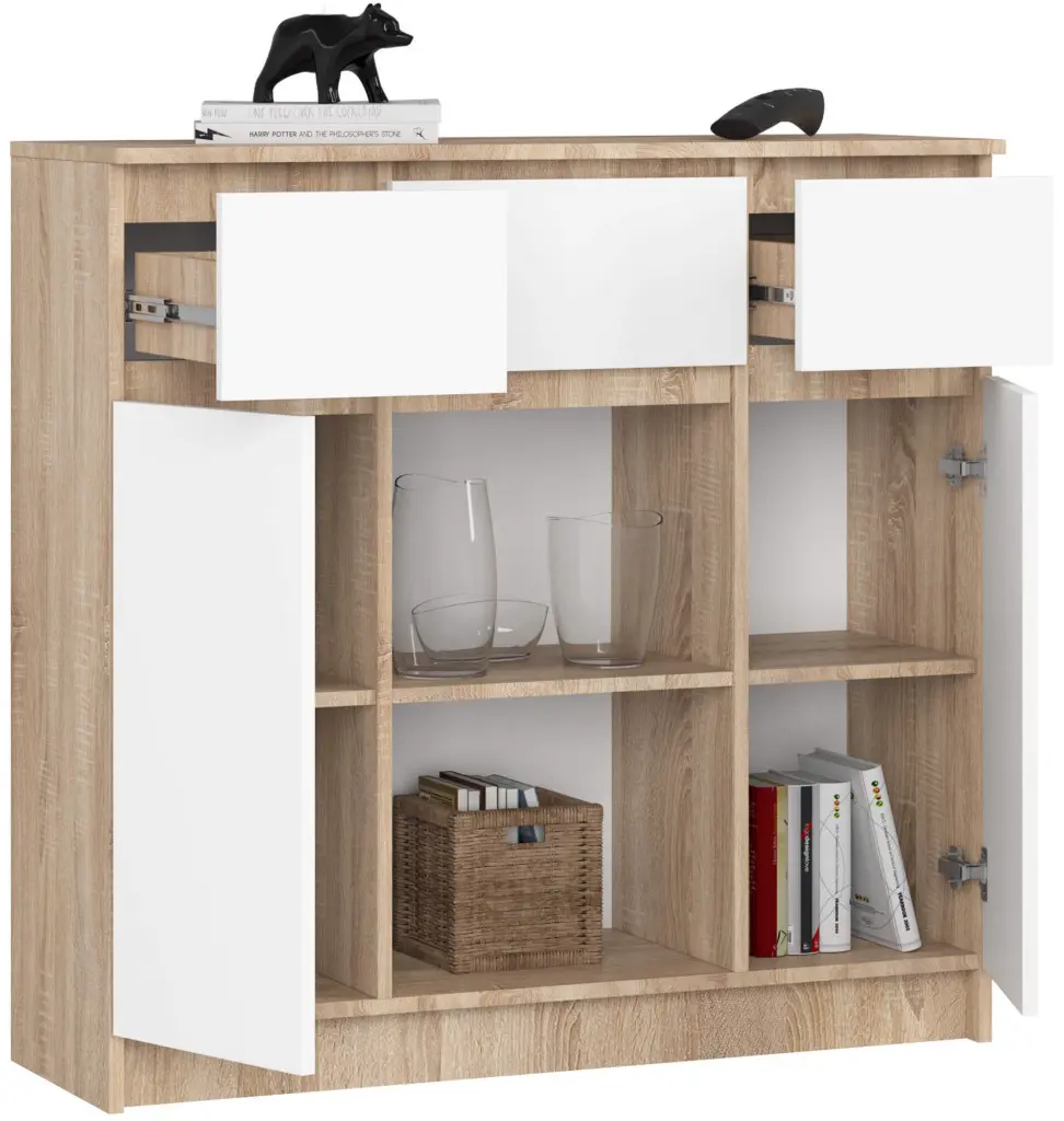 Тумба Akord K100 2D 3SZ 1P (Sonoma Oak/White)