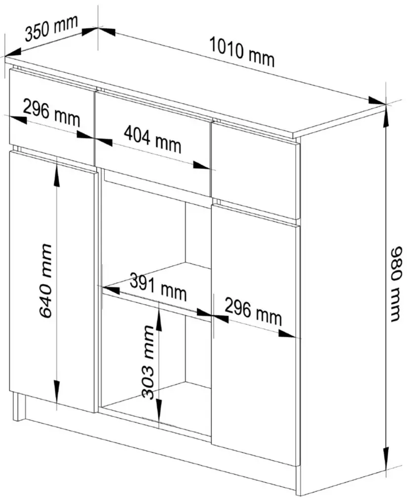 Тумба Akord K100 2D 3SZ 1P (Sonoma Oak/White)