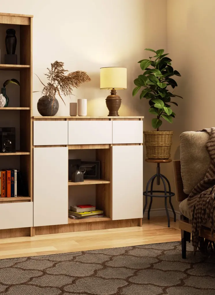 Тумба Akord K100 2D 3SZ 1P (Sonoma Oak/White)