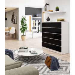 Comoda Akord K120 10SZ (Black Gloss/White)