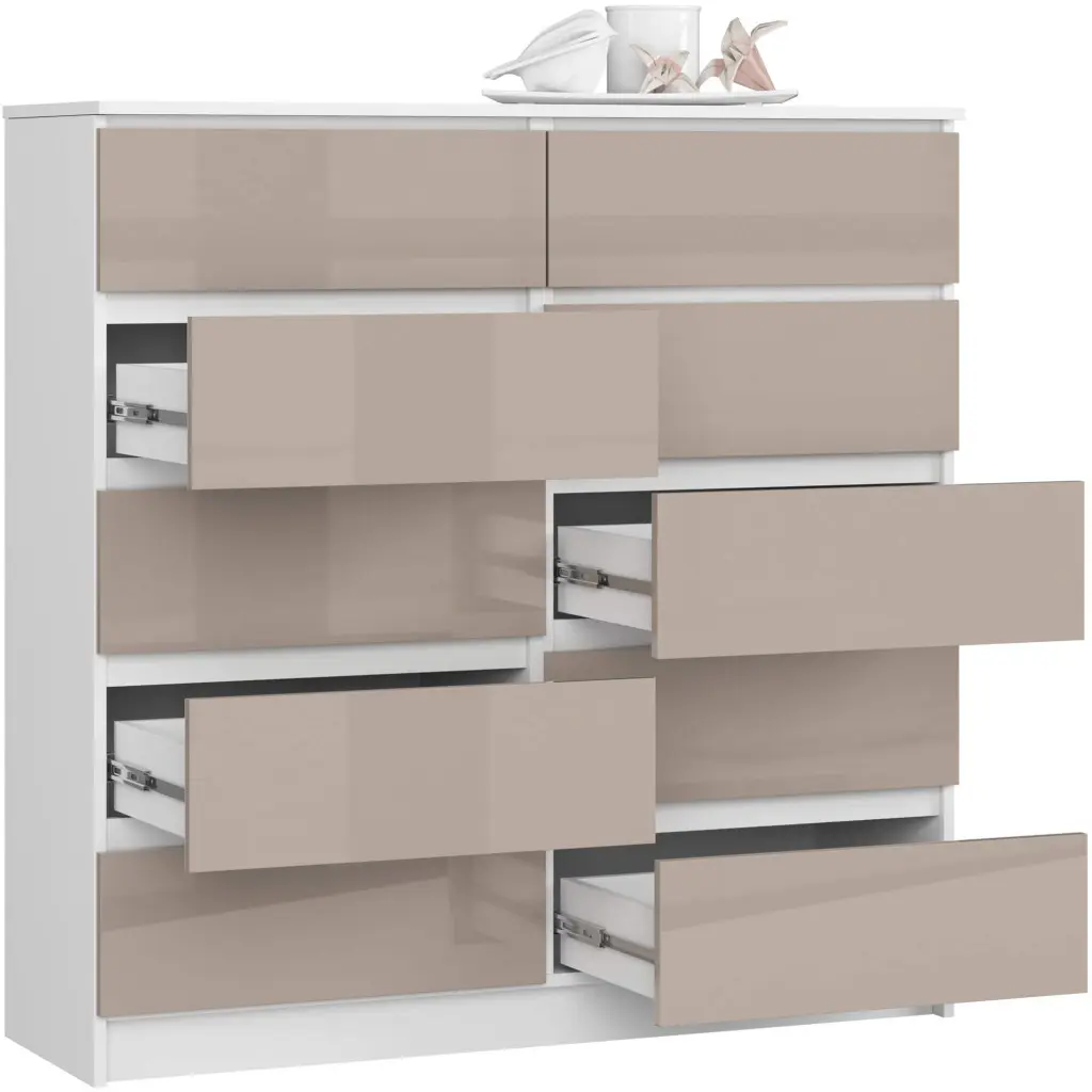 Comoda Akord K120 10SZ (Capuccino Glossy/White)