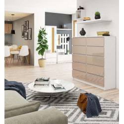 Comoda Akord K120 10SZ (Capuccino Glossy/White)