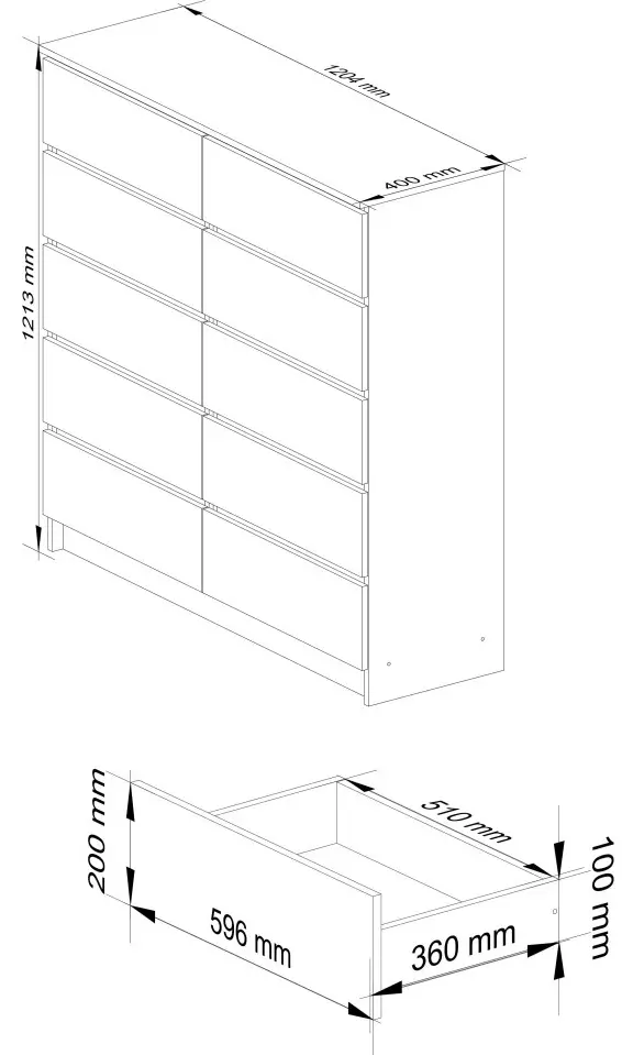 Comoda Akord K120 10SZ (Sonoma Oak/White)