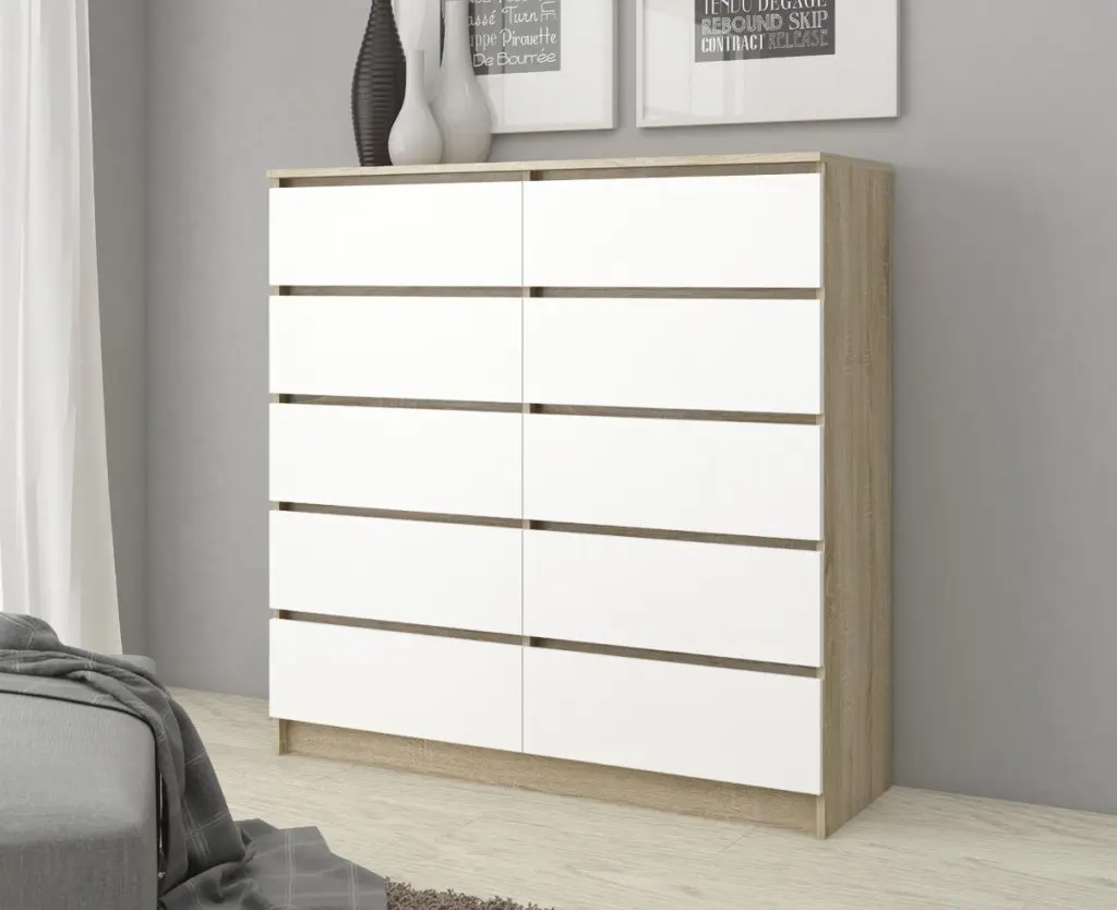 Comoda Akord K120 10SZ (Sonoma Oak/White)