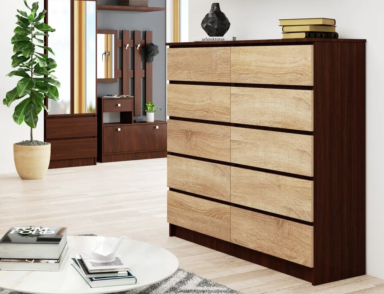 Comoda Akord K120 10SZ (Wenge/Sonoma Oak)