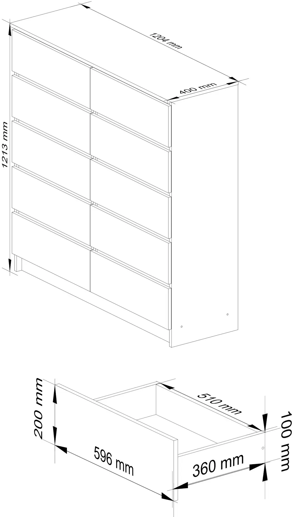 Comoda Akord K120 10SZ (White)