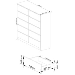 Comoda Akord K120 10SZ (White/Glossy White) Thumb