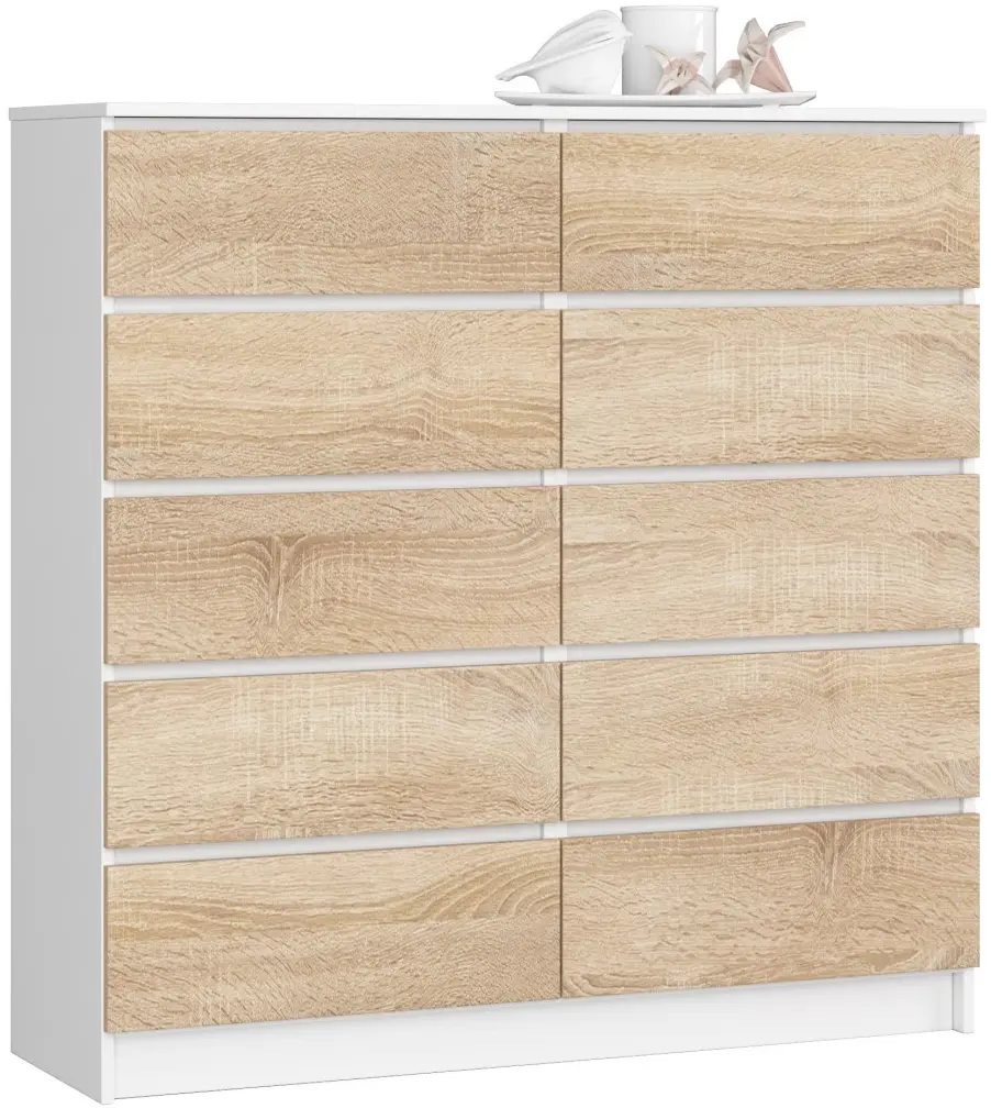 Comoda Akord K120 10SZ (White/Sonoma Oak)