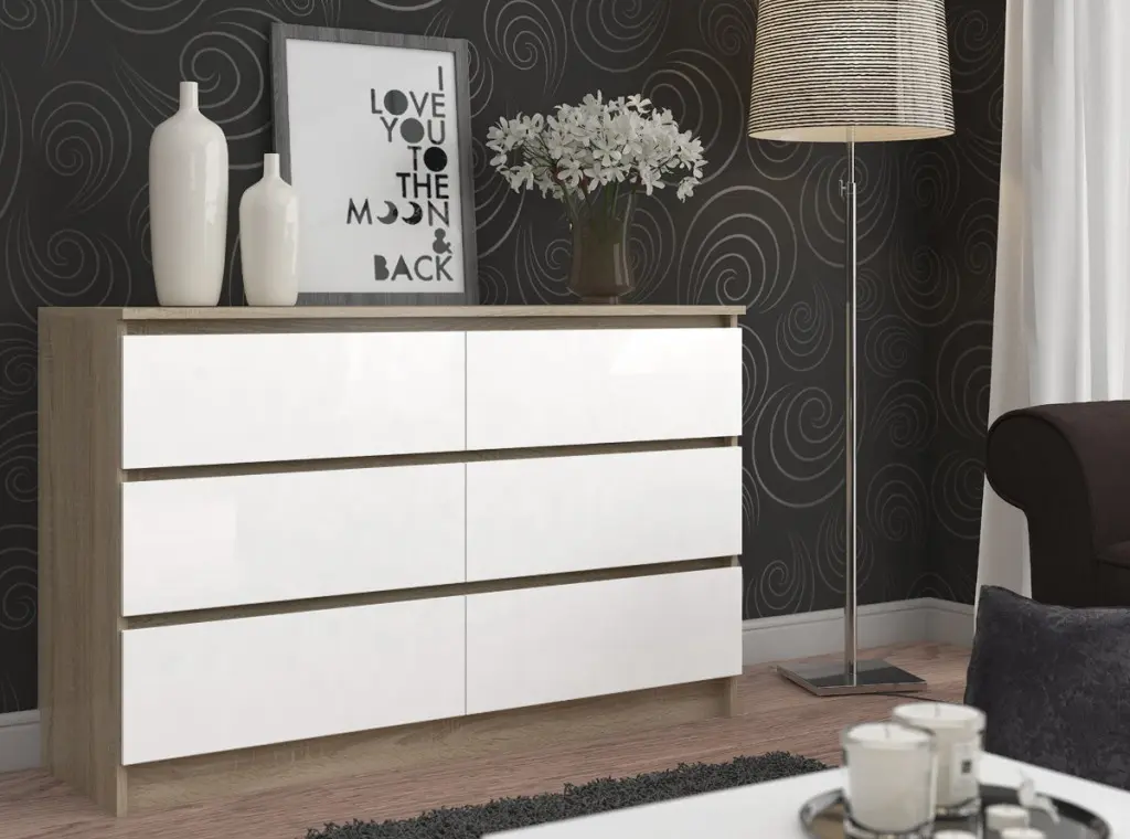 Comoda Akord K120 6SZ (Sonoma Oak/White)