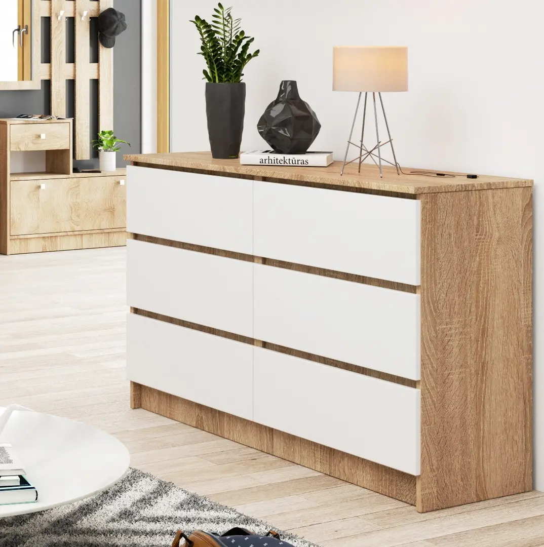 Comoda Akord K120 6SZ (Sonoma Oak/White)