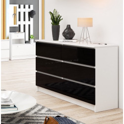 Comoda Akord K120 6SZ (White/Black Gloss)