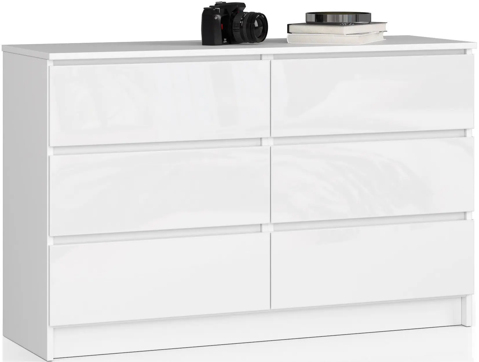 Comoda Akord K120 6SZ (White/Glossy White)