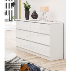 Comoda Akord K120 6SZ (White/Glossy White)
