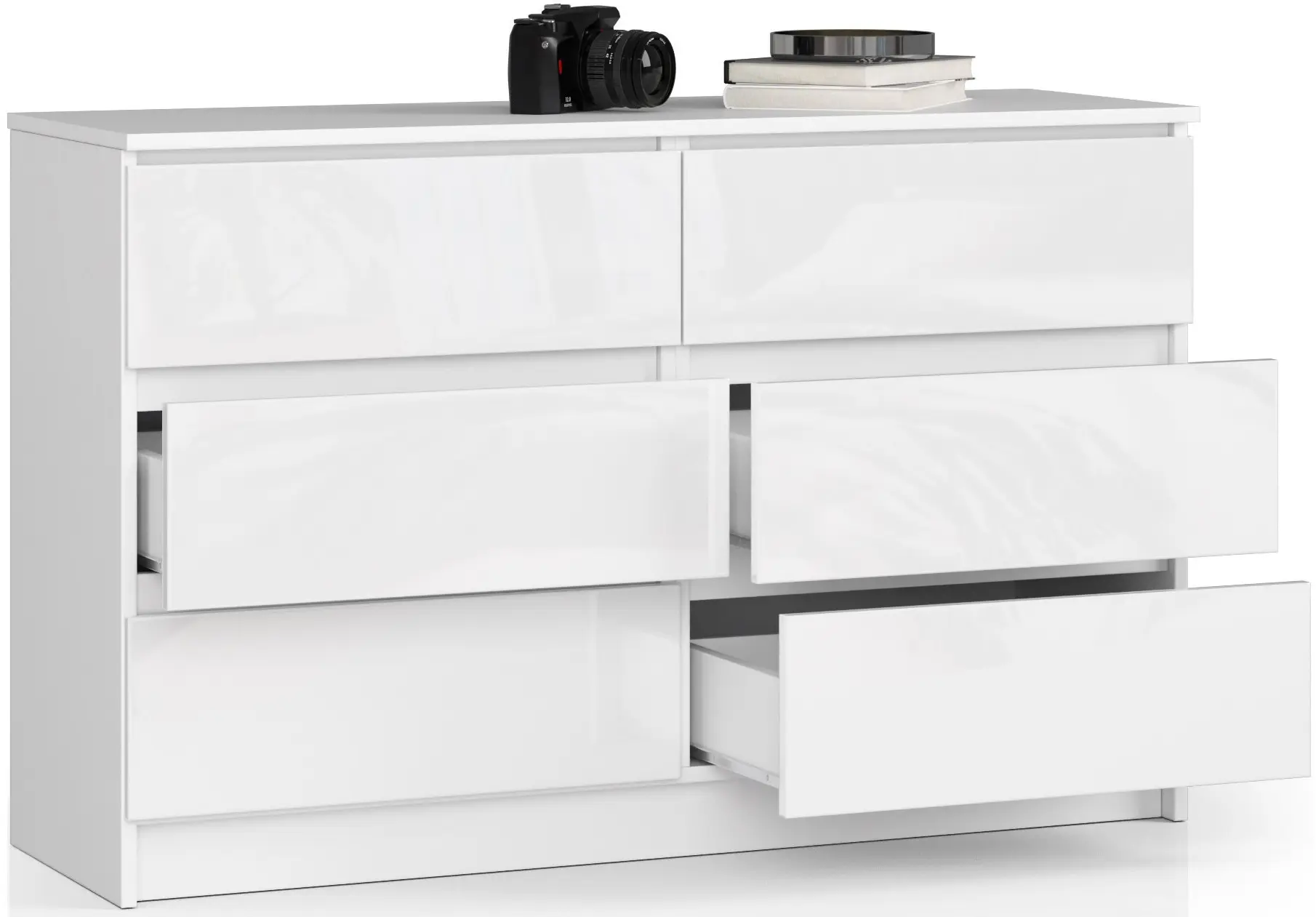 Comoda Akord K120 6SZ (White/Glossy White)