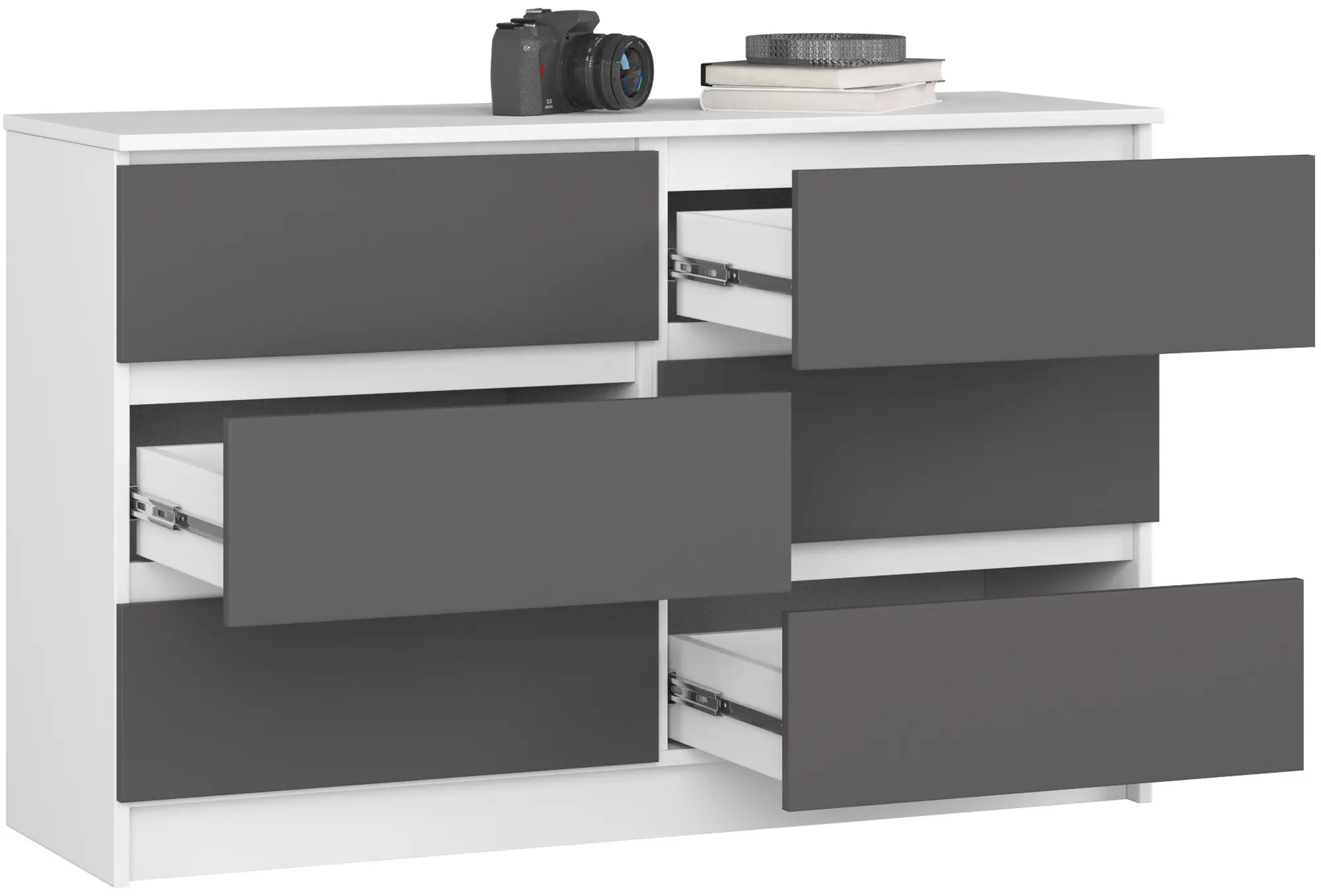Comoda Akord K120 6SZ (White/Graphite Grey)