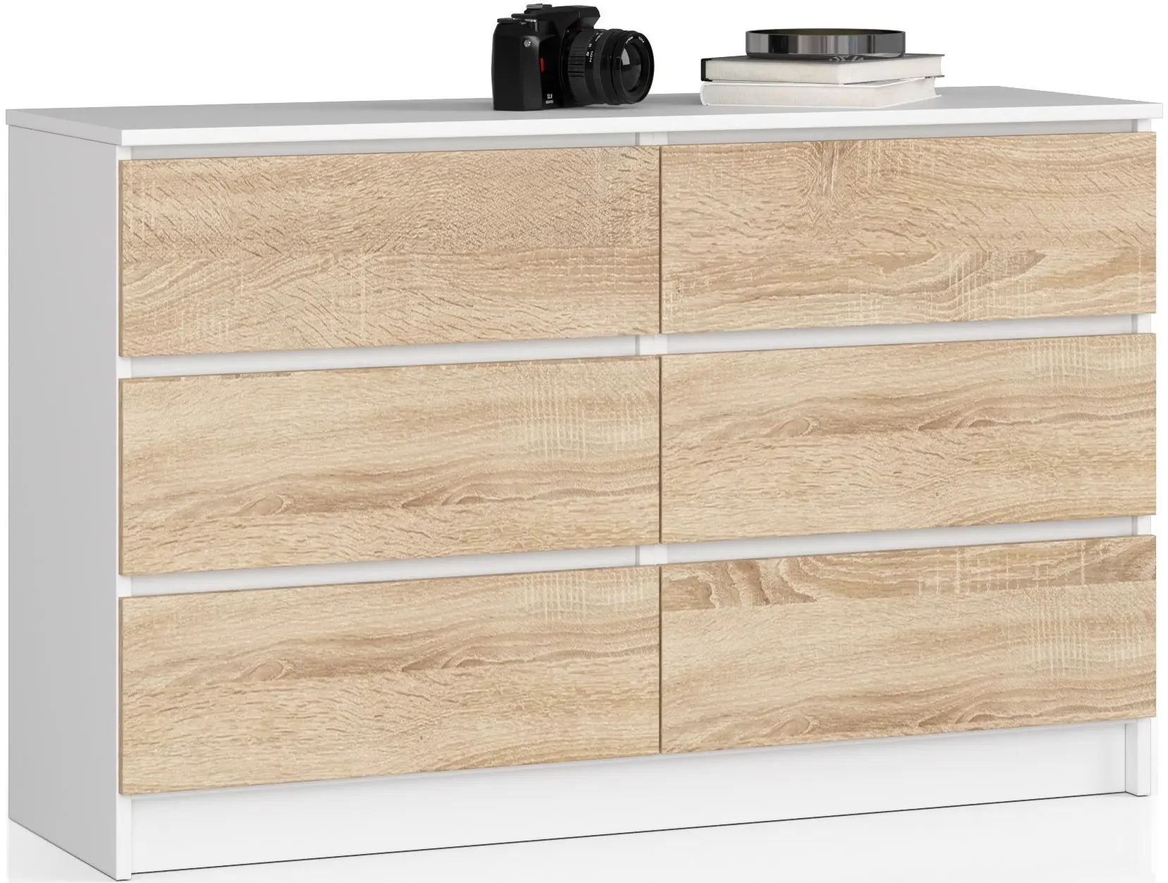 Комод Akord K120 6SZ (White/Sonoma Oak)