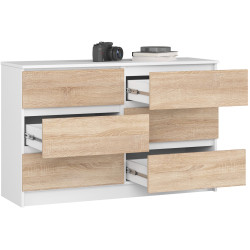 Комод Akord K120 6SZ (White/Sonoma Oak) Thumb