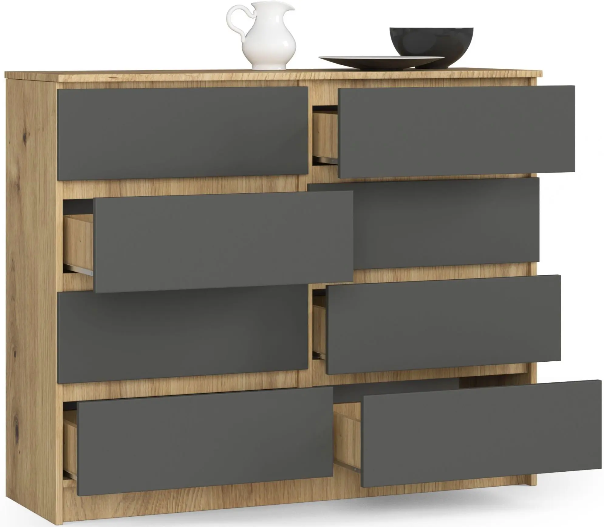 Comoda Akord K120 8SZ (Artisan Oak/Graphite Grey)