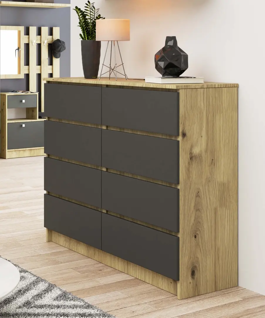 Comoda Akord K120 8SZ (Artisan Oak/Graphite Grey)