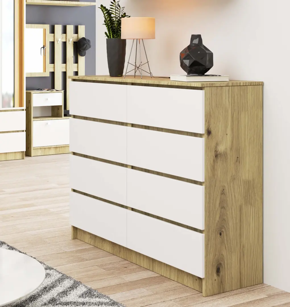 Comoda Akord K120 8SZ (Artisan Oak/White)