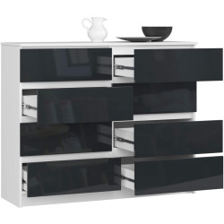 Comoda Akord K120 8SZ (Graphite Glossy/White) Thumb