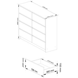 Comoda Akord K120 8SZ (Graphite Glossy/White) Thumb