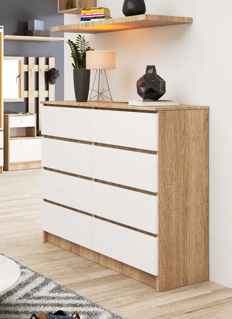 Comoda Akord K120 8SZ (Sonoma Oak/White)