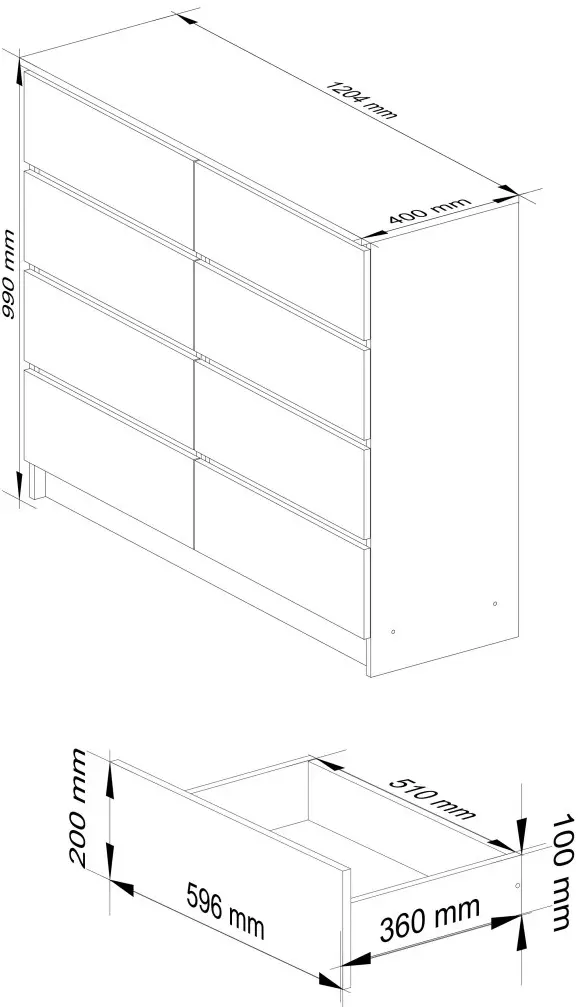 Comoda Akord K120 8SZ (Sonoma/White)