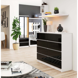 Comoda Akord K120 8SZ (White/Black Gloss) Thumb