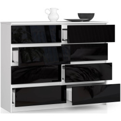 Comoda Akord K120 8SZ (White/Black Gloss) Thumb