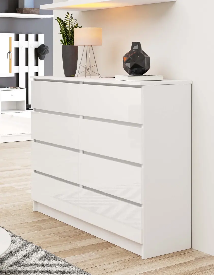 Комод Akord K120 8SZ (White/Glossy White)