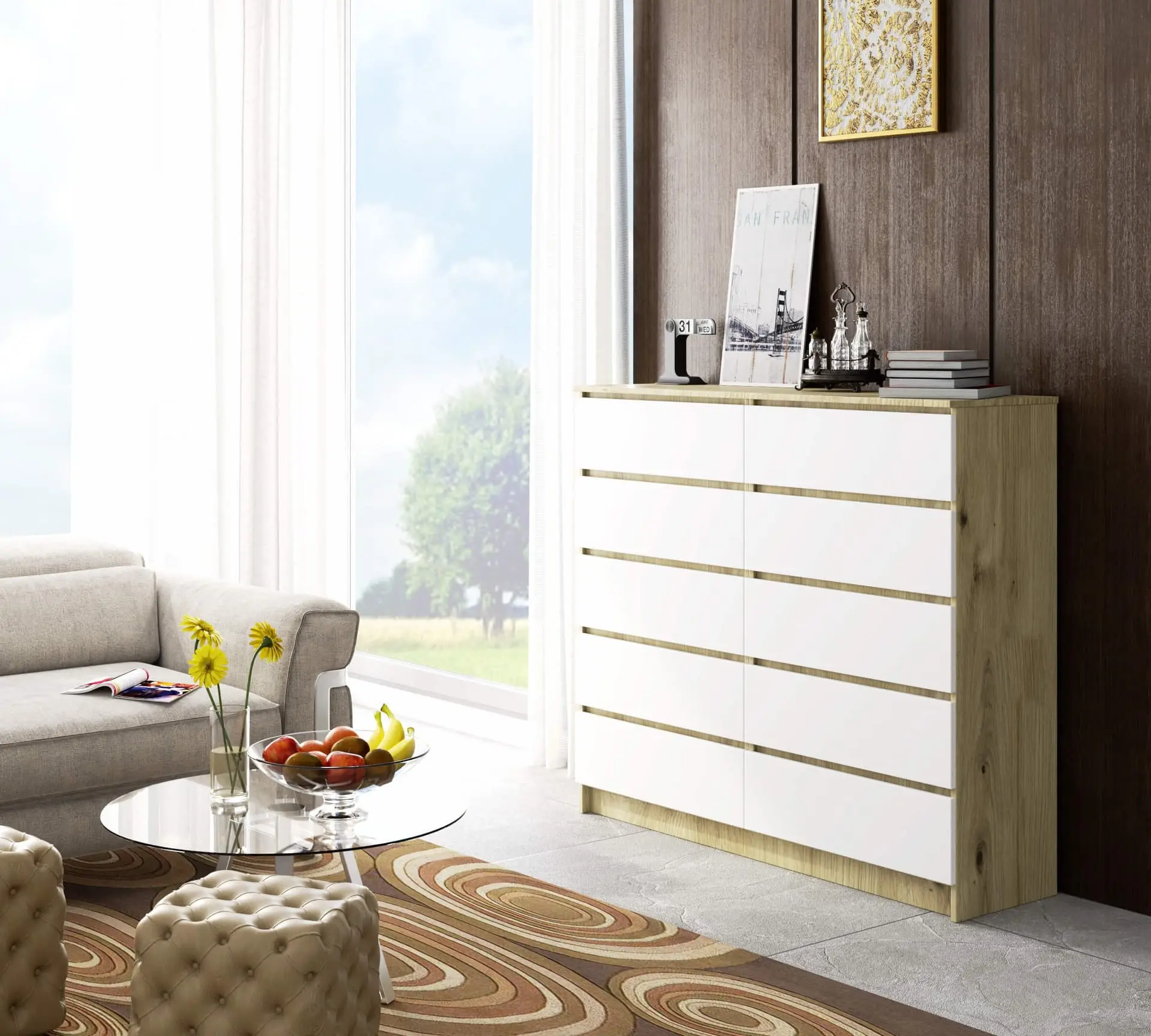 Comoda Akord K140 10SZ CLP PK (Artisan Oak/White) - 5