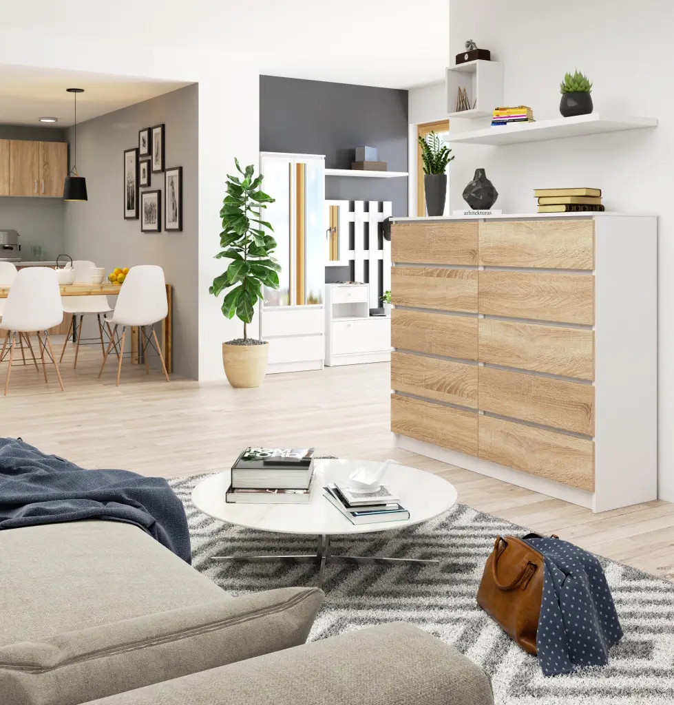 Комод Akord K140 10SZ (Sonoma/White)