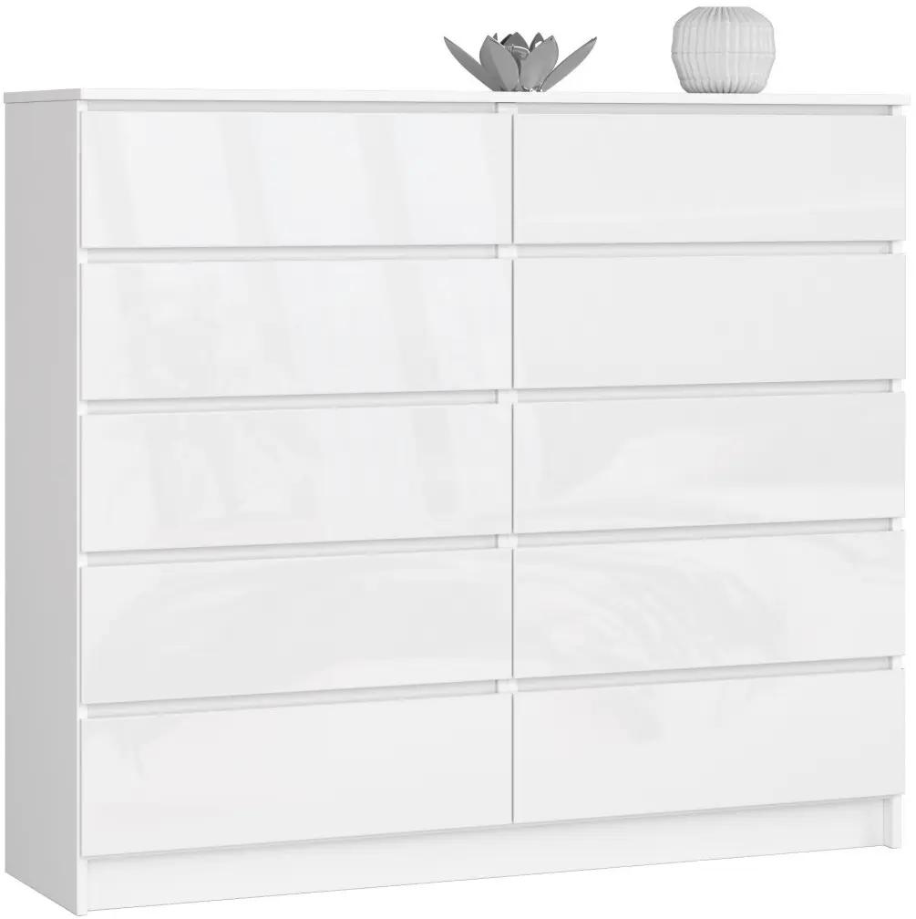 Комод Akord K140 10SZ (White/Glossy White)