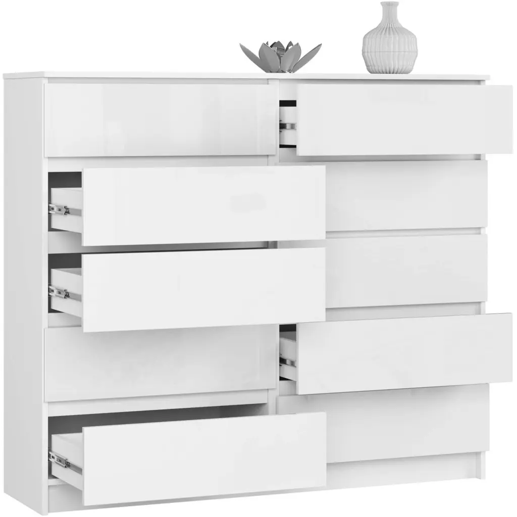 Комод Akord K140 10SZ (White/Glossy White)
