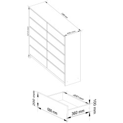 Комод Akord K140 10SZ (White/Glossy White) Thumb