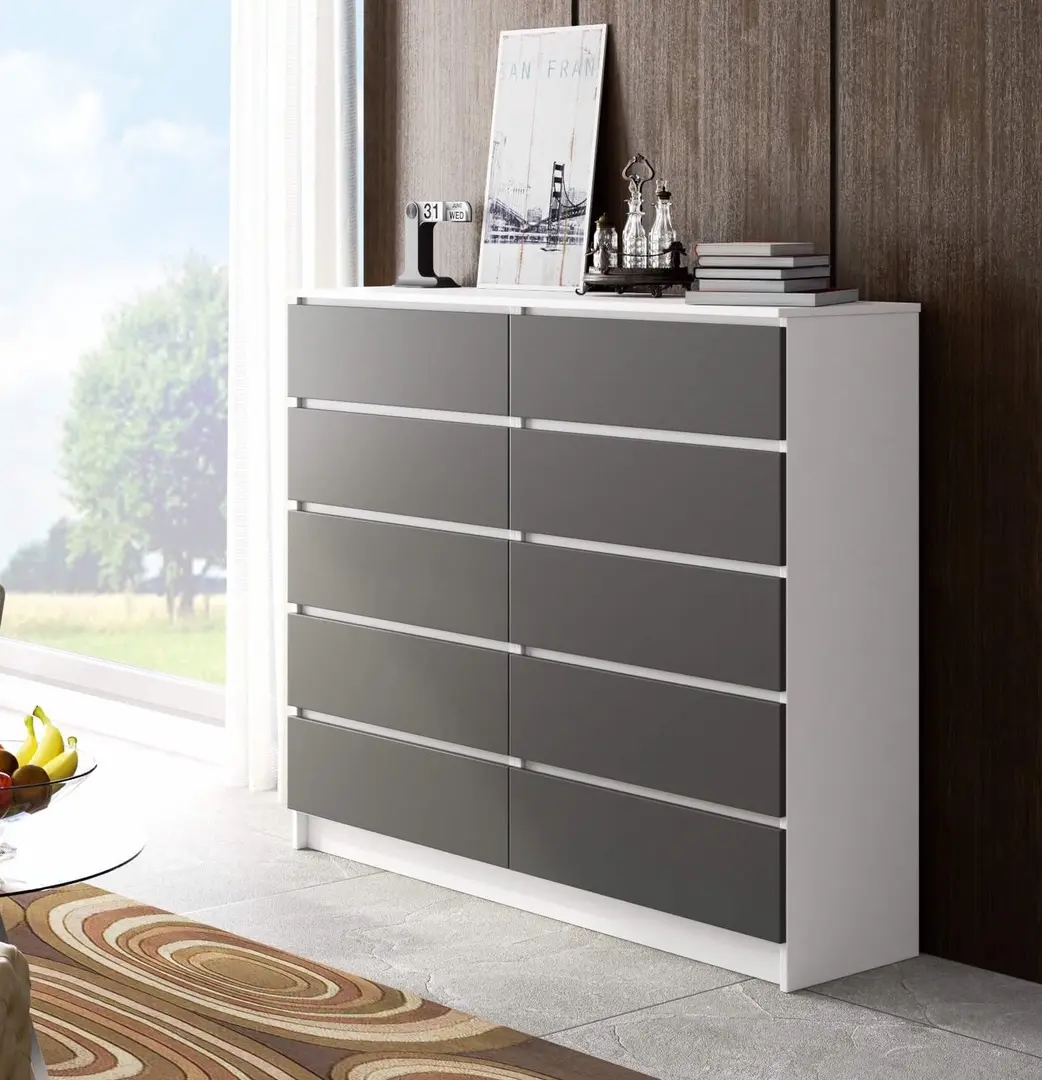 Comoda Akord K140 10SZ (White/Graphite Grey)