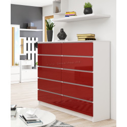 Comoda Akord K140 10SZ (White/Red Gloss)