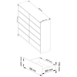 Comoda Akord K140 10SZ (White/Red Gloss) Thumb