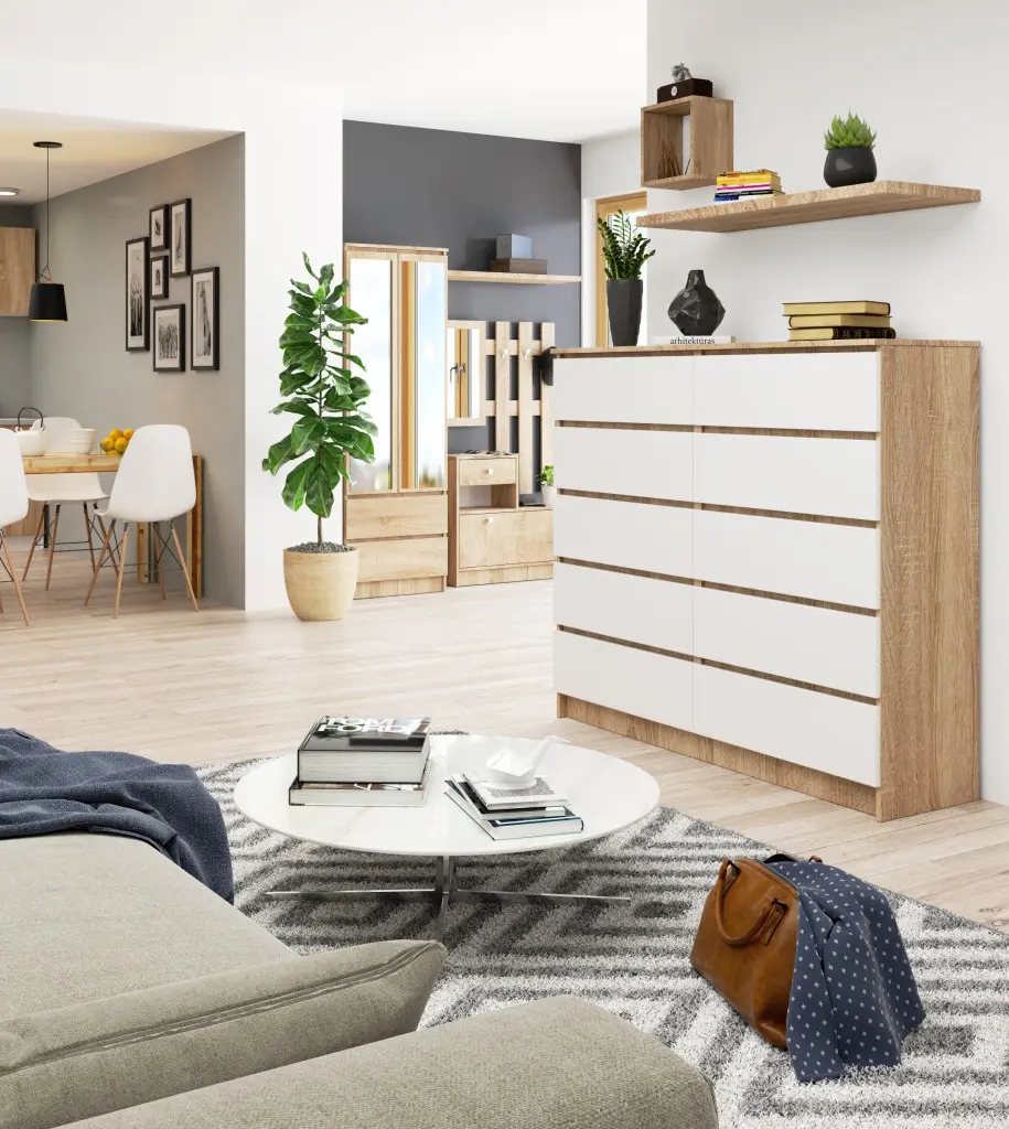 Комод Akord K140 10SZ (White/Sonoma)