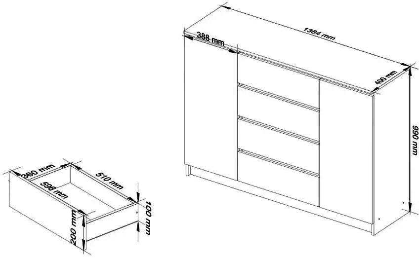 Tumba Akord K140 2D4SZ (White/Graphite Gray)