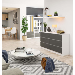 Comoda Akord K140 6SZ (Graphite Grey/White)