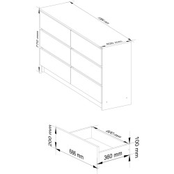 Comoda Akord K140 6SZ (Graphite Grey/White) Thumb