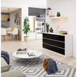 Comoda Akord K140 6SZ (White/Black Gloss) Thumb