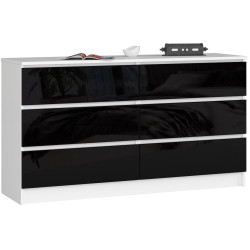 Comoda Akord K140 6SZ (White/Black Gloss) Thumb