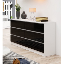Comoda Akord K140 6SZ (White/Black Gloss)