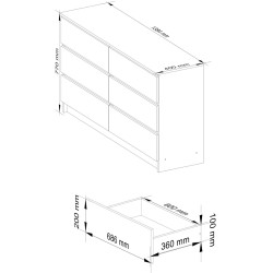 Comoda Akord K140 6SZ (White/Black Gloss) Thumb