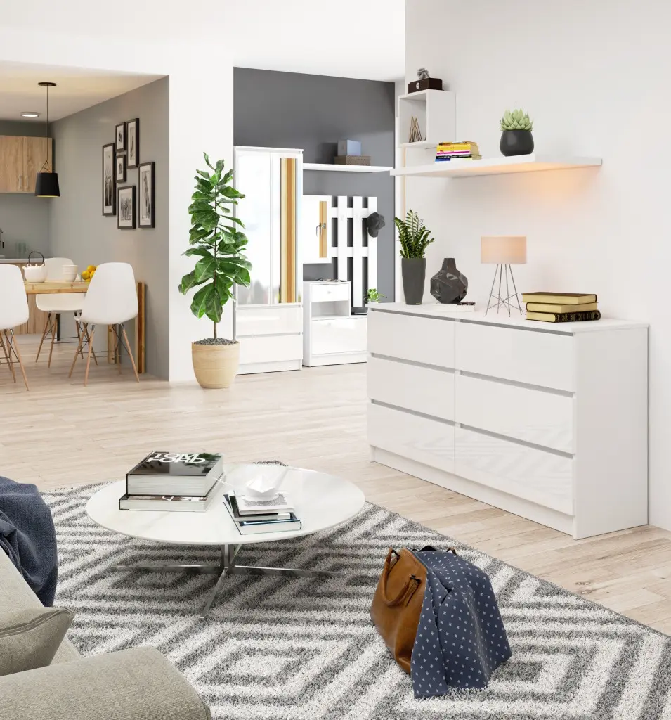 Comoda Akord K140 6SZ (White Gloss)